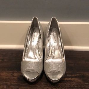 Silver sparkle heels